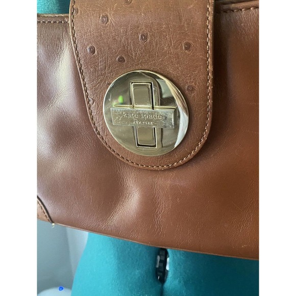 Brown Leather (?) Look Kate Spade Handbag Purse Turnlock Open - Picture 2 of 6
